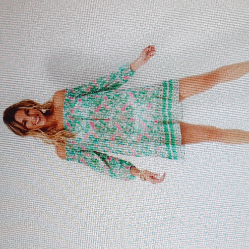 Lilly Pulitzer Green and Pink Off-Shoulder Swim Coverup